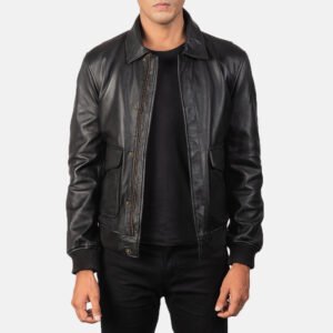 Coffmen Black A2 Leather Bomber Jacket by VogueHide
