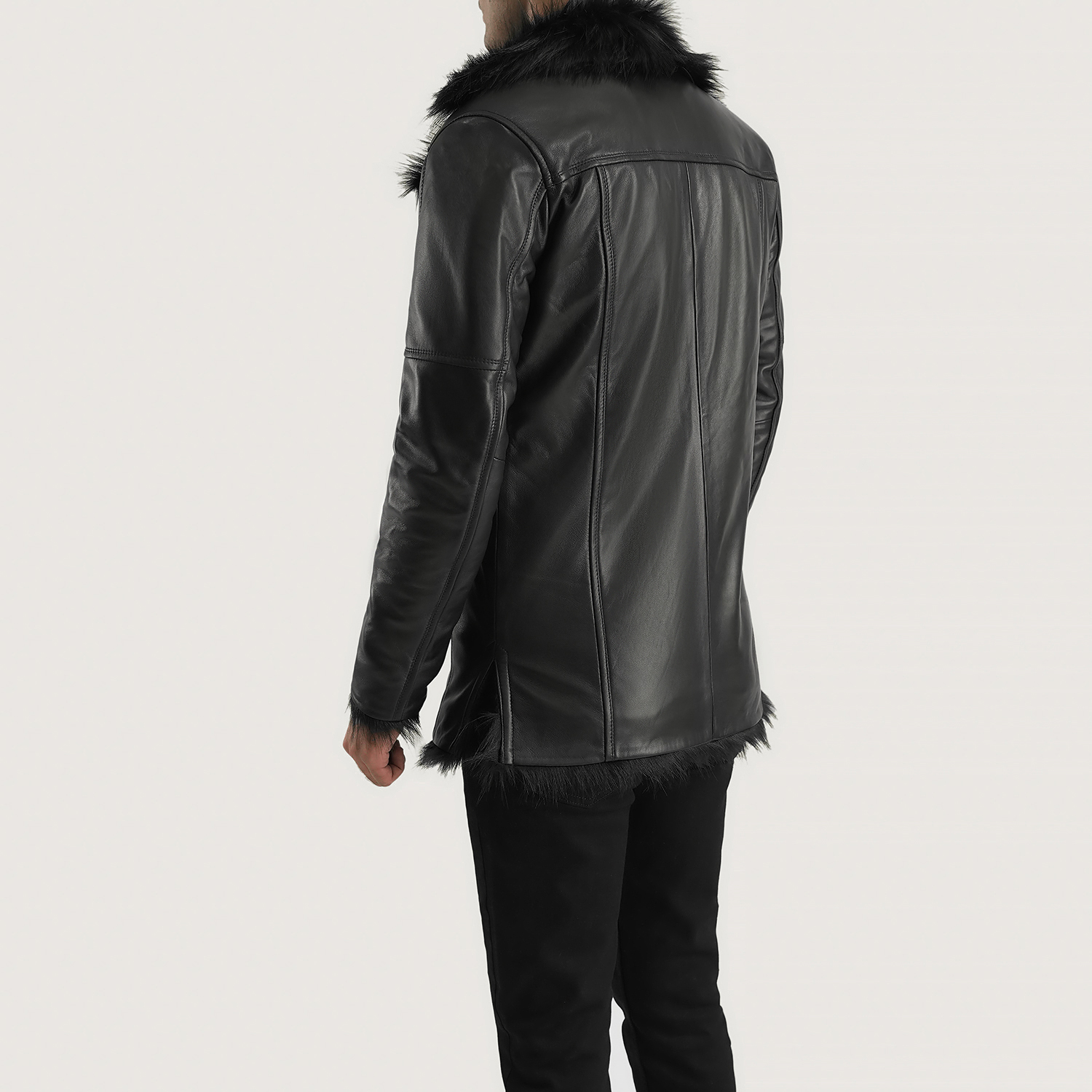 Furcliff Black Leather Coat by VogueHide - Image 3