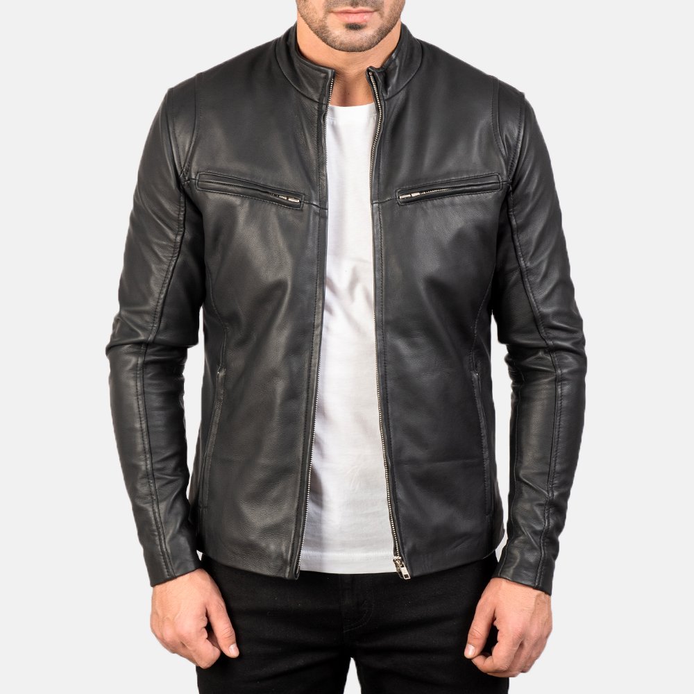 Ionic Black Leather Jacket by VogueHide