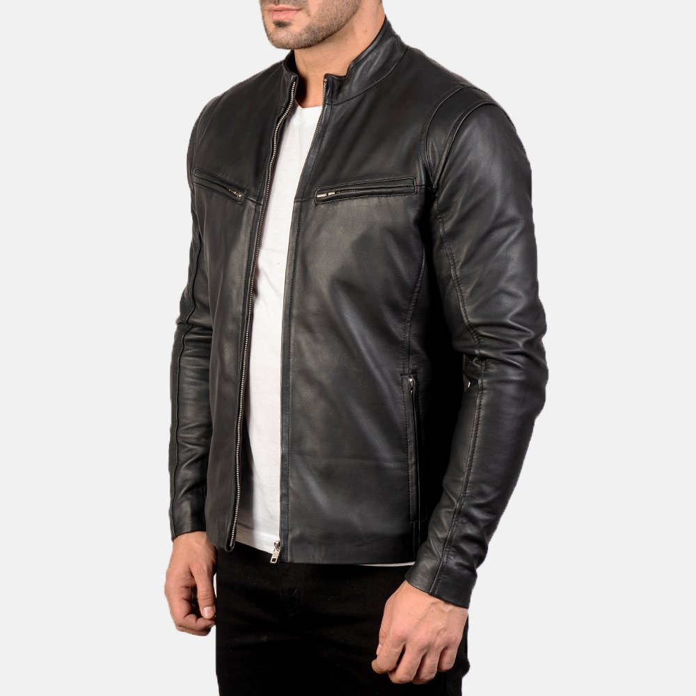 Ionic Black Leather Jacket by VogueHide - Image 4