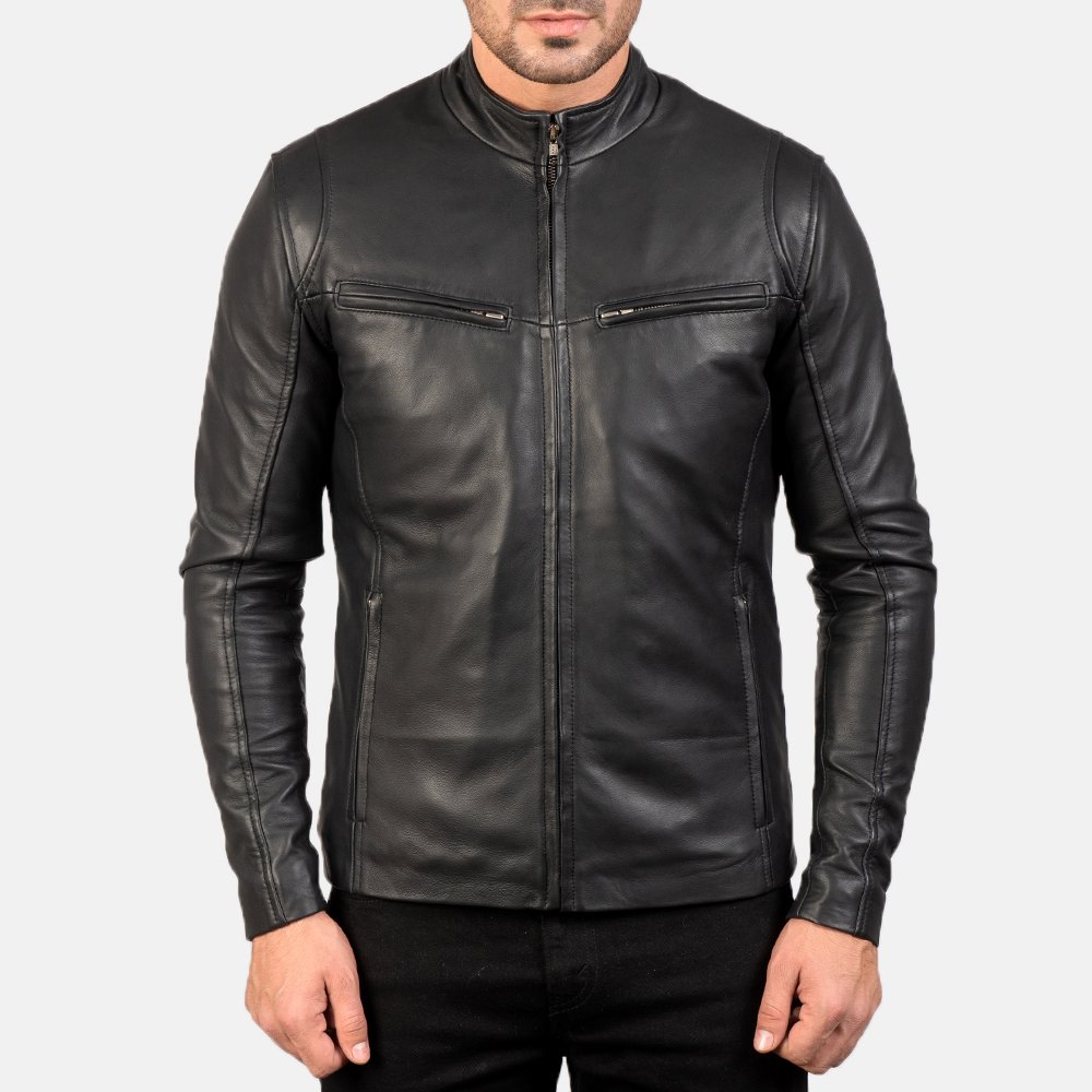 Ionic Black Leather Jacket by VogueHide - Image 2
