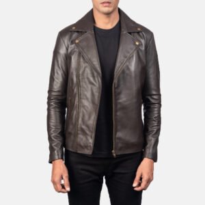 Noah Brown Leather Biker Jacket by VogueHide