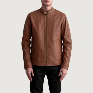 Zen Matte Brown Leather Biker Jacket by VogueHide