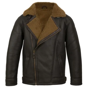 Men's Brown Rust Sheepskin Pilot Jacket by VogueHide